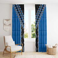 Blue Niho Taniwha Mix Poutama Window Curtain Unique Taniko Aotearoa LT01 - Polynesian Pride