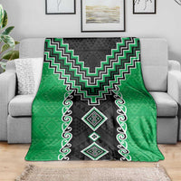 Green Niho Taniwha Mix Poutama Blanket Unique Taniko Aotearoa