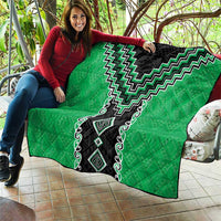 Green Niho Taniwha Mix Poutama Quilt Unique Taniko Aotearoa LT01 - Polynesian Pride