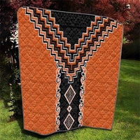Orange Niho Taniwha Mix Poutama Quilt Unique Taniko Aotearoa LT01 - Polynesian Pride