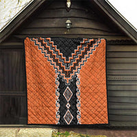 Orange Niho Taniwha Mix Poutama Quilt Unique Taniko Aotearoa LT01 - Polynesian Pride
