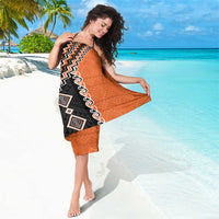 Orange Niho Taniwha Mix Poutama Sarong Unique Taniko Aotearoa