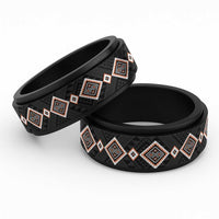 Orange Niho Taniwha Mix Poutama Spinner Ring Unique Taniko Aotearoa - Polynesian Pride