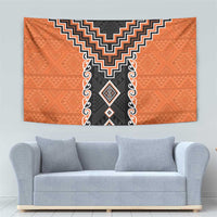 Orange Niho Taniwha Mix Poutama Tapestry Unique Taniko Aotearoa