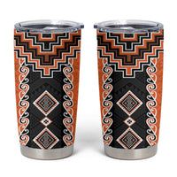 Orange Niho Taniwha Mix Poutama Tumbler Cup Unique Taniko Aotearoa LT01 Orange - Polynesian Pride