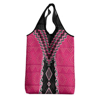 Pink Niho Taniwha Mix Poutama Grocery Bag Unique Taniko Aotearoa LT01 - Polynesian Pride