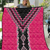 Pink Niho Taniwha Mix Poutama Quilt Unique Taniko Aotearoa LT01 Pink - Polynesian Pride