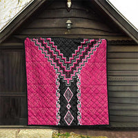 Pink Niho Taniwha Mix Poutama Quilt Unique Taniko Aotearoa LT01 - Polynesian Pride