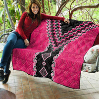 Pink Niho Taniwha Mix Poutama Quilt Unique Taniko Aotearoa LT01 - Polynesian Pride