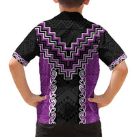 Purple Niho Taniwha Mix Poutama Family Matching Puletasi and Hawaiian Shirt Unique Taniko Aotearoa LT01 - Polynesian Pride