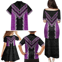 Purple Niho Taniwha Mix Poutama Family Matching Puletasi and Hawaiian Shirt Unique Taniko Aotearoa LT01 - Polynesian Pride