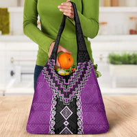 Purple Niho Taniwha Mix Poutama Grocery Bag Unique Taniko Aotearoa LT01 - Polynesian Pride
