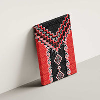 Red Niho Taniwha Mix Poutama Canvas Wall Art Unique Taniko Aotearoa