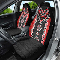 Red Niho Taniwha Mix Poutama Car Seat Cover Unique Taniko Aotearoa