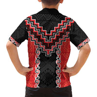 Red Niho Taniwha Mix Poutama Family Matching Puletasi and Hawaiian Shirt Unique Taniko Aotearoa LT01 - Polynesian Pride