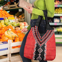 Red Niho Taniwha Mix Poutama Grocery Bag Unique Taniko Aotearoa LT01 - Polynesian Pride