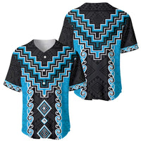 Sky Blue Niho Taniwha Mix Poutama Baseball Jersey Unique Taniko Aotearoa LT01 - Polynesian Pride