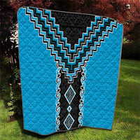 Sky Blue Niho Taniwha Mix Poutama Quilt Unique Taniko Aotearoa