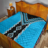 Sky Blue Niho Taniwha Mix Poutama Quilt Unique Taniko Aotearoa