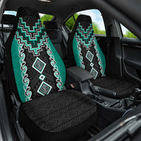 Teal Niho Taniwha Mix Poutama Car Seat Cover Unique Taniko Aotearoa