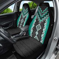 Teal Niho Taniwha Mix Poutama Car Seat Cover Unique Taniko Aotearoa