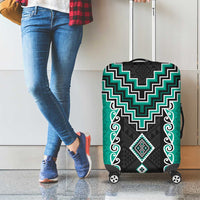 Teal Niho Taniwha Mix Poutama Luggage Cover Unique Taniko Aotearoa LT01 - Polynesian Pride