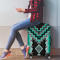 Teal Niho Taniwha Mix Poutama Luggage Cover Unique Taniko Aotearoa LT01 - Polynesian Pride