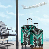 Teal Niho Taniwha Mix Poutama Luggage Cover Unique Taniko Aotearoa LT01 - Polynesian Pride
