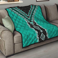 Teal Niho Taniwha Mix Poutama Quilt Unique Taniko Aotearoa