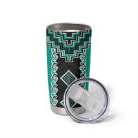 Teal Niho Taniwha Mix Poutama Tumbler Cup Unique Taniko Aotearoa LT01 - Polynesian Pride