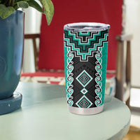 Teal Niho Taniwha Mix Poutama Tumbler Cup Unique Taniko Aotearoa LT01 - Polynesian Pride