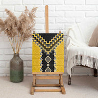 Yellow Niho Taniwha Mix Poutama Canvas Wall Art Unique Taniko Aotearoa