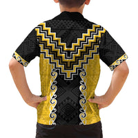 Yellow Niho Taniwha Mix Poutama Family Matching Puletasi and Hawaiian Shirt Unique Taniko Aotearoa LT01 - Polynesian Pride