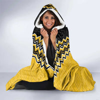 Yellow Niho Taniwha Mix Poutama Hooded Blanket Unique Taniko Aotearoa