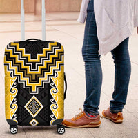 Yellow Niho Taniwha Mix Poutama Luggage Cover Unique Taniko Aotearoa LT01 Yellow - Polynesian Pride