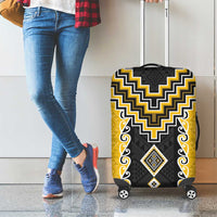 Yellow Niho Taniwha Mix Poutama Luggage Cover Unique Taniko Aotearoa LT01 - Polynesian Pride