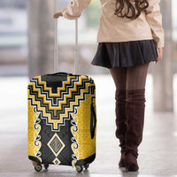Yellow Niho Taniwha Mix Poutama Luggage Cover Unique Taniko Aotearoa LT01 - Polynesian Pride