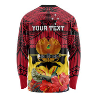 Personalised Papua New Guinea Long Sleeve Shirt Bird Of Paradise Mix Polynesian Pattern LT01
