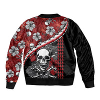 Hawaii Halloween Bomber Jacket Hibiscus Skull Kakau Pattern LT01 - Polynesian Pride