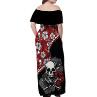 Hawaii Halloween Off Shoulder Maxi Dress Hibiscus Skull Kakau Pattern LT01 - Polynesian Pride