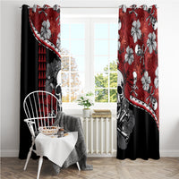 Hawaii Halloween Window Curtain Hibiscus Skull Kakau Pattern LT01 - Polynesian Pride