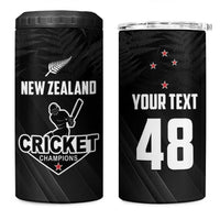 Custom New Zealand Cricket 4 in 1 Can Cooler Tumbler Aotearoa Black Cap Come On LT01 One Size: 16 oz Black - Polynesian Pride