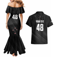Custom New Zealand Cricket Couples Matching Mermaid Dress and Hawaiian Shirt Aotearoa Black Cap Come On LT01 - Polynesian Pride