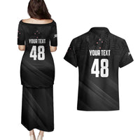 Custom New Zealand Cricket Couples Matching Puletasi and Hawaiian Shirt Aotearoa Black Cap Come On LT01 - Polynesian Pride