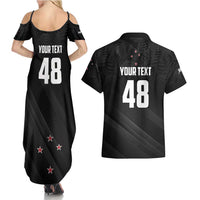 Custom New Zealand Cricket Couples Matching Summer Maxi Dress and Hawaiian Shirt Aotearoa Black Cap Come On LT01 - Polynesian Pride