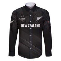 Custom New Zealand Cricket Family Matching Tank Maxi Dress and Hawaiian Shirt Aotearoa Black Cap Come On LT01 Dad's Shirt - Long Sleeve Black - Polynesian Pride