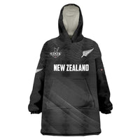 Custom New Zealand Cricket Wearable Blanket Hoodie Aotearoa Black Cap Come On