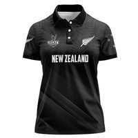 Custom New Zealand Cricket Women Polo Shirt Aotearoa Black Cap Come On LT01 Female Black - Polynesian Pride