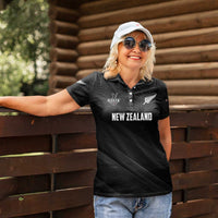 Custom New Zealand Cricket Women Polo Shirt Aotearoa Black Cap Come On LT01 - Polynesian Pride