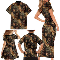 Batik Pedalaman Semen Lereng Style Family Matching Short Sleeve Bodycon Dress and Hawaiian Shirt Indonesian Traditional Pattern LT01 - Polynesian Pride